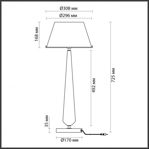 4852/1T STANDING ODL_EX21 черный/коричневый/стекло Высокая Лампа выкл. на базе E27 1*60W TOWER