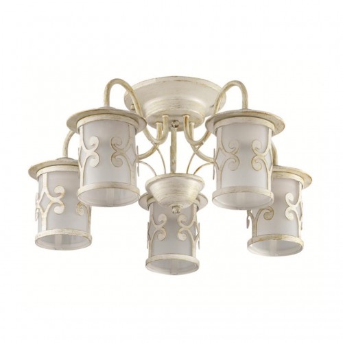 3125/5C LN16 218 белый/зол.патина/стекло/метал.декор Люстра потолочная E27 5*40W 220V SEKVANA