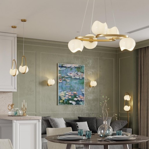 4873/3 MODERN ODL_EX22 47 золотой/белый/стекло Люстра E14 3*40W WATERLILY