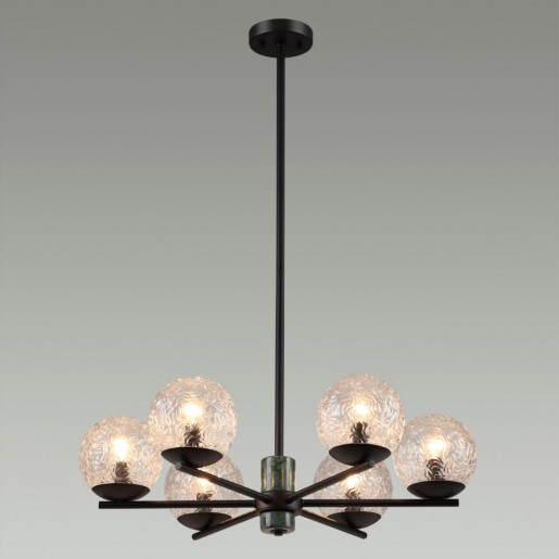 5026/6 MODERN ODL23 389 черный матовый/темно-зеленый/прозрачный металл/мрамор/стекло Люстра E14 6*40W GREENI