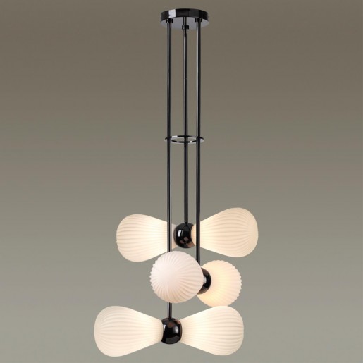 5418/6 MODERN ODL_EX23 19 черный хром/белый матовый/металл/стекло Подвес E14 6*40W ELICA
