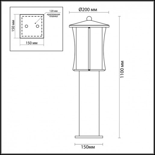 4173/1F ODL19 699 белый/прозрачный Уличный светильник 110см IP44 E27 1*40W GALEN