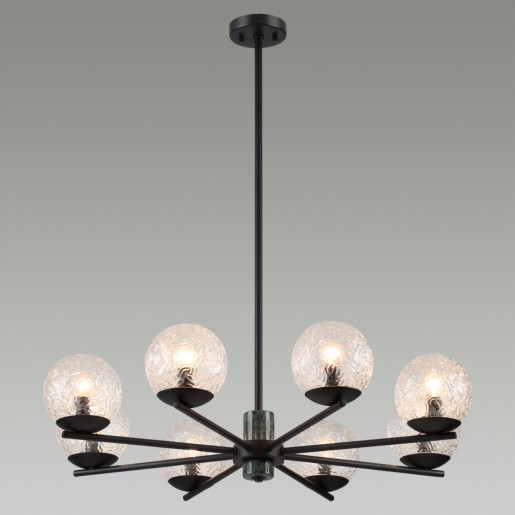 5026/8 MODERN ODL23 389 черный матовый/темно-зеленый/прозрачный металл/мрамор/стекло Люстра E14 8*40W GREENI