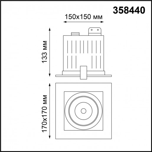 358440 SPOT NT20 000 белый/черн Встраиваемый карданный светильник IP20 LED 4000К 24W 100-265V GESSO