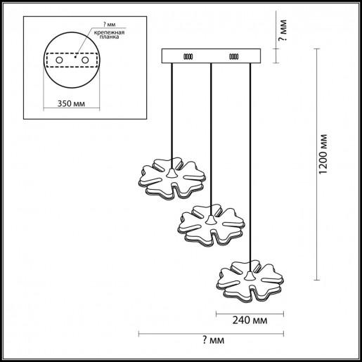 3644/78L LN18 035 хром Светильник подвесной LED 78W 220V LEILA