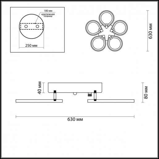 4522/99CL LN20 белый Люстра потолочная LED 110W 220V KAORI