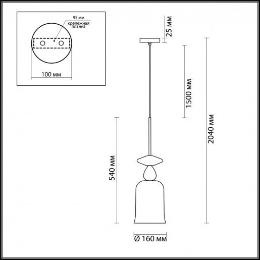 4646/1 ODL20 370 золотой/коричневый/разноцветный Подвес E27 60W 220V BELLA