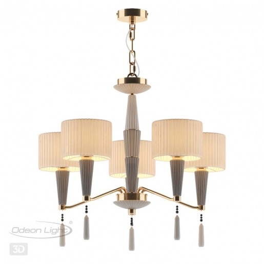 5403/5 CLASSIC ODL_EX23 33 бронзовый/светло-коричневый/кремовый металл/керамика/ткань Люстра E14 5*40W LATTE