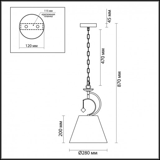 4469/1 LN20 227 античная латунь, белый Подвес E27 1*60W 220V LEAH
