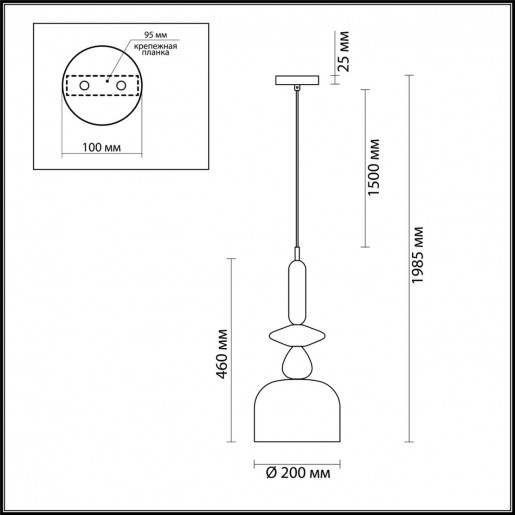 4647/1 ODL20 370 золотой/коричневый/разноцветный Подвес E27 60W 220V BELLA