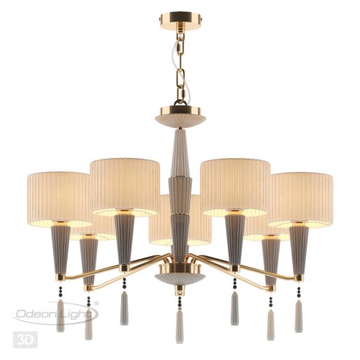 5403/7 CLASSIC ODL_EX23 33 бронзовый/светло-коричневый/кремовый металл/керамика/ткань Люстра E14 7*40W LATTE