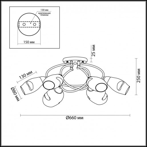 4483/6C LN20 античная латунь, янтарный Люстра потолочная E14 6*60W 220V ORLA