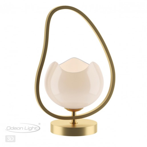 4873/1T MODERN ODL_EX22 49 золотой/белый/стекло Настольная лампа E14 1*40W WATERLILY