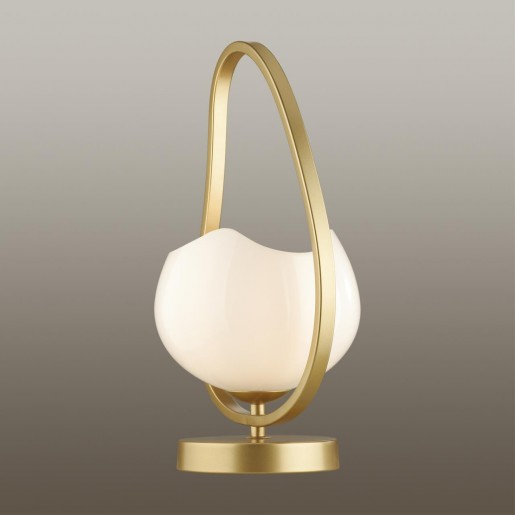 4873/1T MODERN ODL_EX22 49 золотой/белый/стекло Настольная лампа E14 1*40W WATERLILY