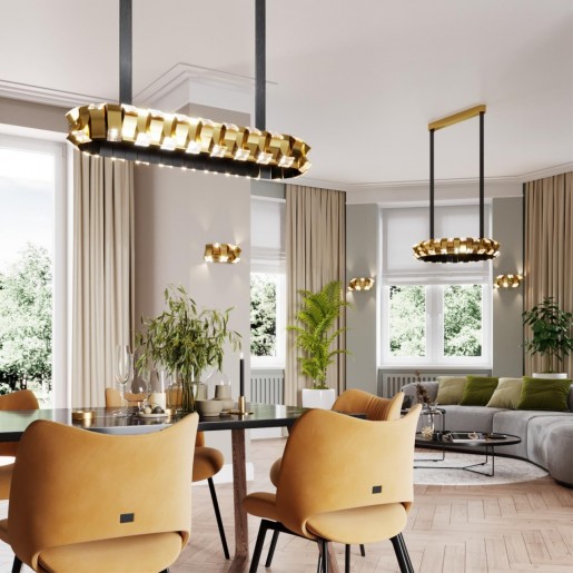 4993/90LA L-VISION ODL23 373 золотой/черный/металл/акрил Люстра LED 90W 3000K ASTURO