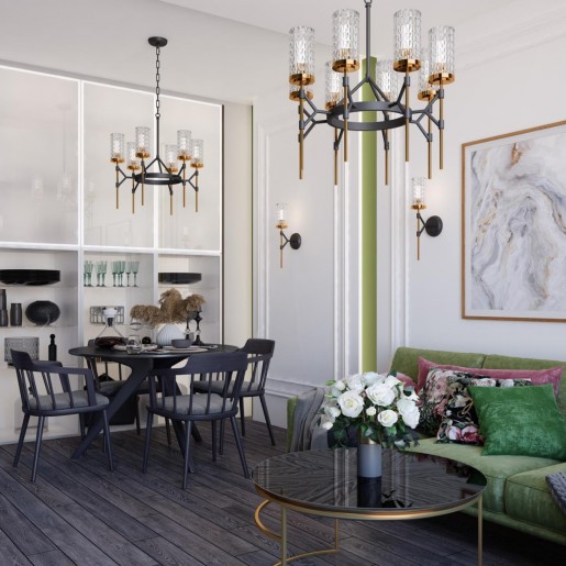 4225/1W MIDCENT ODL21 223 черн/золот/металл Настенный светильник IP20 1*E14 60W VITTORIA