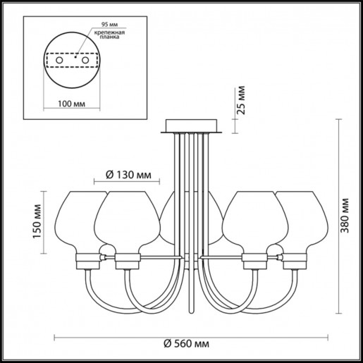 3708/5C LN18 137 чёрный Люстра потолочная E14 5*40W 220V ILONA