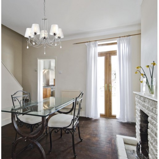 3236/5 LN16 126 хром/акрил/цепочки/хрусталь Люстра E14 5*40W 220V ODDA