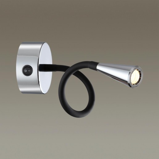 4348/3WL HIGHTECH ODL23 271 хром полированный/черный/металл Настенный св-к выкл на корпусе IP20 LED 3W 263Лм 3000K ODDS