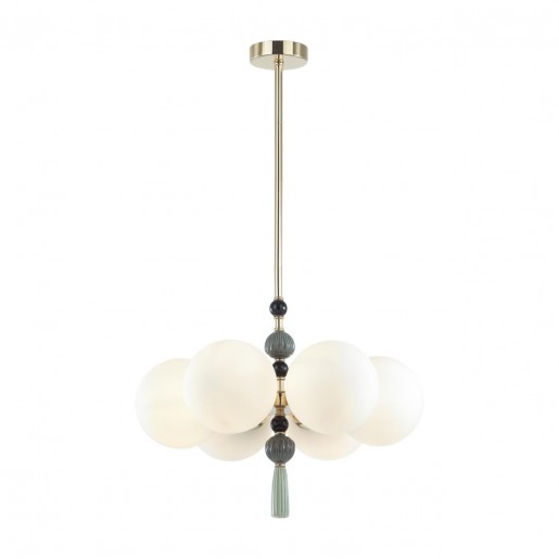 5405/6 MODERN ODL_EX23 35 золотой/серый/зеленый/белый матовый металл/керамика/ткань Люстра E14 6*40W PALLE