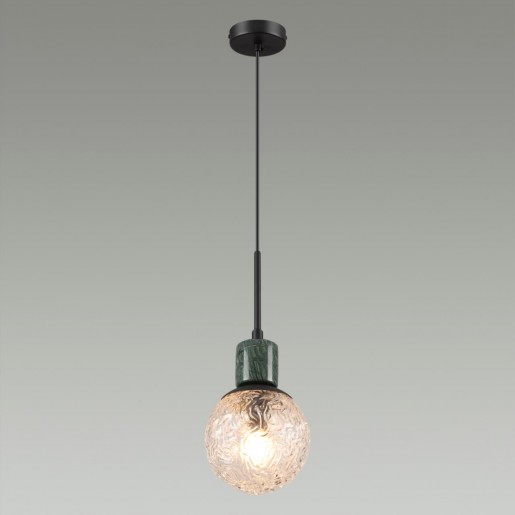 5026/1 MODERN ODL23 389 черный матовый/темно-зеленый/прозрачный металл/мрамор/стекло Подвес E14 1*40W GREENI