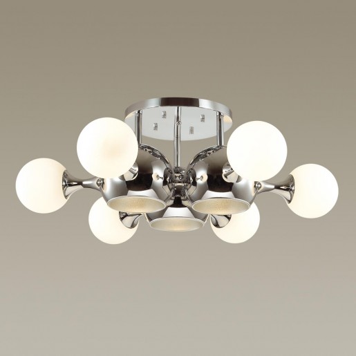 3972/9C ODL18 327 хром/белый Люстра потолочная IP20 E27, E14 3*60W, 6*40W 220V MIOLLA