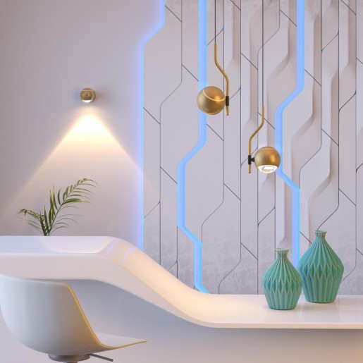 3915/9WL ODL20 44 золотист/металл Настенный светильник LED 4000K 5W+3.5W 220V с сенс управл-м ELON