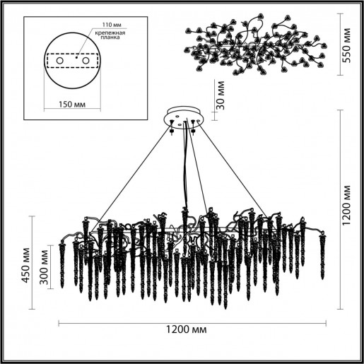 5004/12 HALL ODL23 484 серебристый/прозрачный металл/хрусталь Люстра G9 12*40W BANCHE