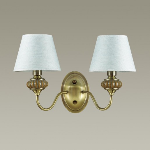 4430/2W LN20 222 античная бронза, голубой, керамический декор Бра E14 2*40W 220V MATILDA