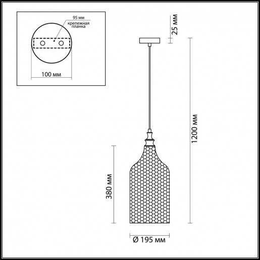 4709/1 ODL20 365 янтарный/бронзовый Подвес E27 60W 220V PELO