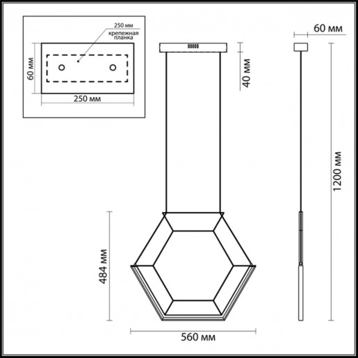 4099/16L ODL19 63 черный/хром Подвес LED 16W 220V TREZOR