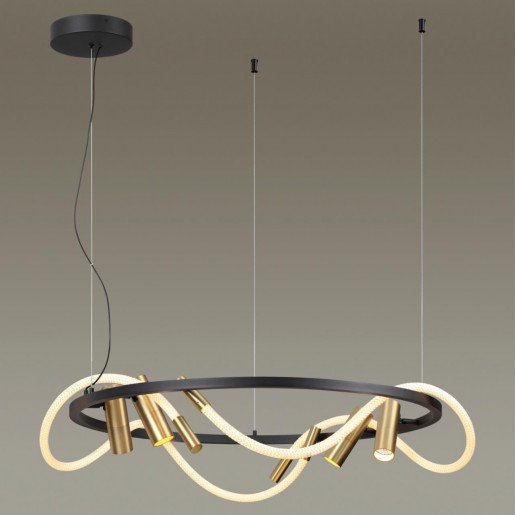 4397/55L HIGHTECH ODL23 101 черный/античная бронза/черный/металл/канат Подвесной св-к IP20 LED 50W 2020Лм 3000K CORDA